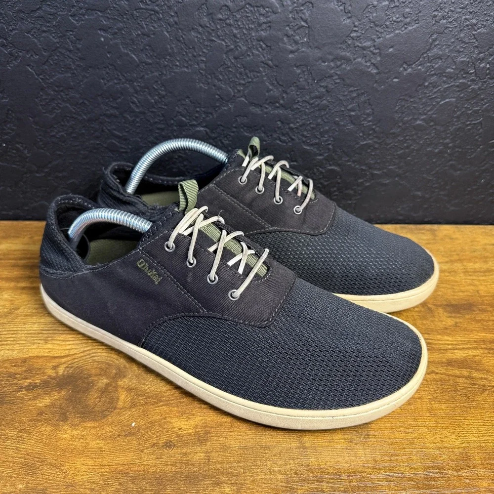 OluKai Nohea Moku 10283-4040 Black Textile Mesh Boat Shoes Mens Size 9